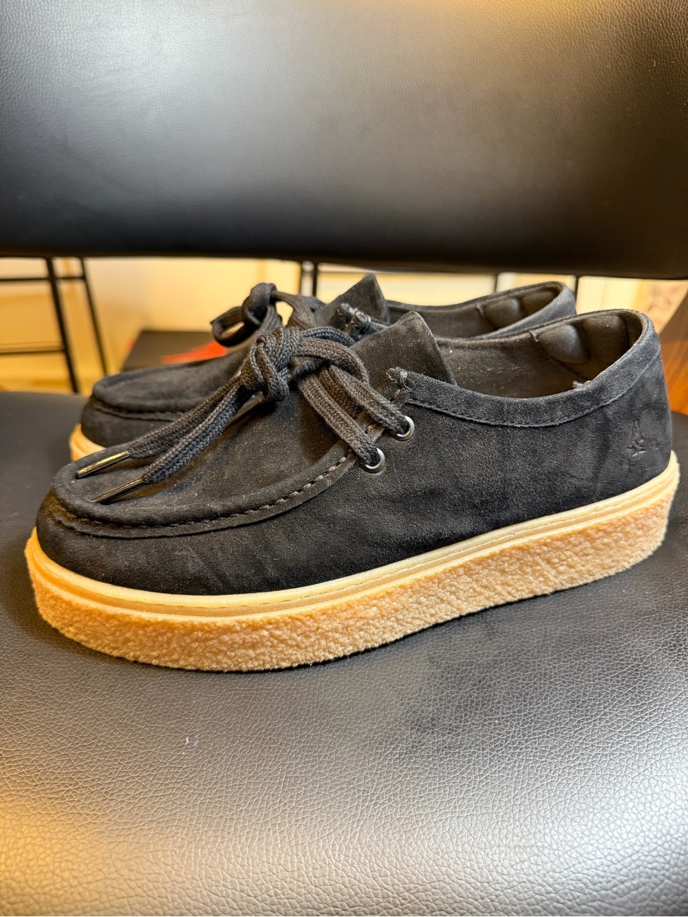 Hush Puppies BRIDGET Black Suede Platform Sneakers Shoes US Size 8